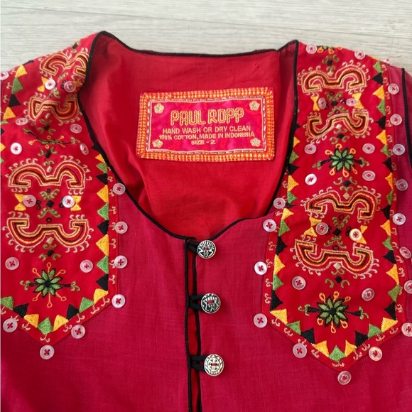 Paul Ropp Unique Embroidered Boho Tunic Top Size 2 - Picture 2 of 4